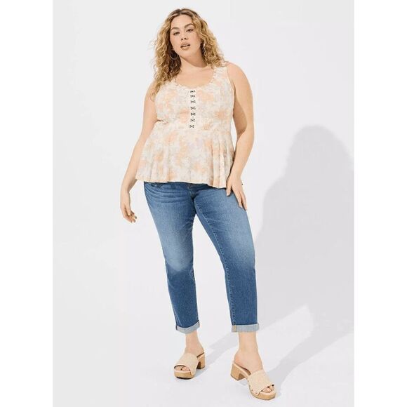 Torrid Pastel Floral Babydoll Challis Corset Sleeveless Top 0 L 12 NWOT - Picture 9 of 9